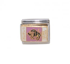 Taurus enamel charm sparkly (21/4-21/5) 9mm Italian charm