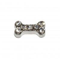 Dog bone with stones 8mm floating charm fits memory lockets