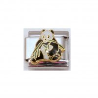 Panda with bamboo shoots (a) - enamel 9mm Italian charm