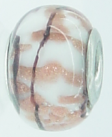 EB278 - White, brown and gold glitter bead