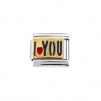 I love you - goldtone enamel 9mm italian charm