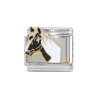 Black and white horses head - enamel 9mm Italian charm