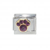 February - Birthstone Amethyst - Pawprint 9mm Italian charm