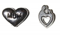 Mum Set of 2 floating charms Mum in Heart & Mother Child Heart