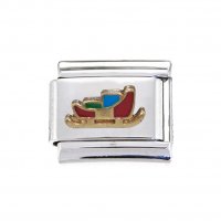 Christmas sleigh - 9mm enamel Italian Charm