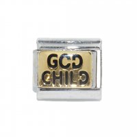 God Child - goldtone enamel 9mm Italian charm
