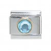 March Birthstone - Aquamarine - Gold outline circle charm