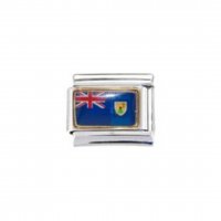 Flag - Turks & Caicos- photo enamel (a) 9mm Italian charm