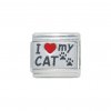 I love my cat - red heart laser with pawprints 9mm Italian charm