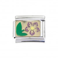 Purple flower on gold background - 9mm Italian charm