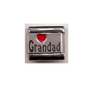 Grandad with red heart - laser 9mm Italian charm
