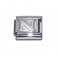 Silver coloured letter N - 9mm Italian charm