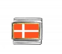 Flag - Denmark photo enamel 9mm Italian charm