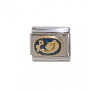 Virgo enamel charm blue oval (24/8-23/9) 9mm Italian charm