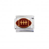 Rugby Ball - enamel 9mm Italian charm