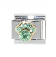 August Birthstone - Peridot - Pawprint 9mm Italian charm