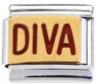 Diva - Red on gold background 9mm Italian charm