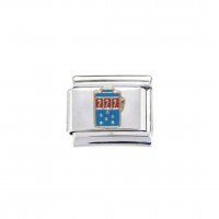 Blue Slot Machine/One armed bandit - enamel 9mm Italian charm