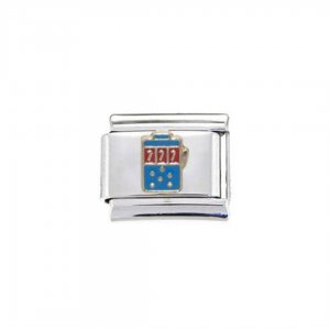 Blue Slot Machine/One armed bandit - enamel 9mm Italian charm