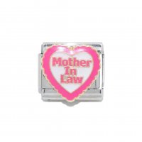 Mother in Law in pink heart - 9mm Enamel Italian charm