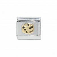 Dice - Gold enamel 9mm Italian charm