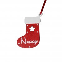 Red Wooden Christmas Stocking personalised with any name