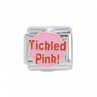 Tickled pink breast cancer enamel 9mm Italian charm