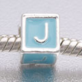 Blue Letter J - fits European bead bracelets