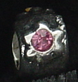 EB157 - Silver flowers with pink stones bead