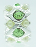 EB365 - Silver plated bead with green stones (1)