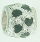 EB394 - Silver bead with black hearts