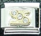 Rhinestone letter - S - NEW 9mm Italian charm