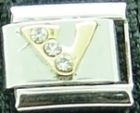 Rhinestone letter - V - NEW 9mm Italian charm